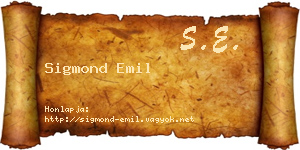 Sigmond Emil névjegykártya